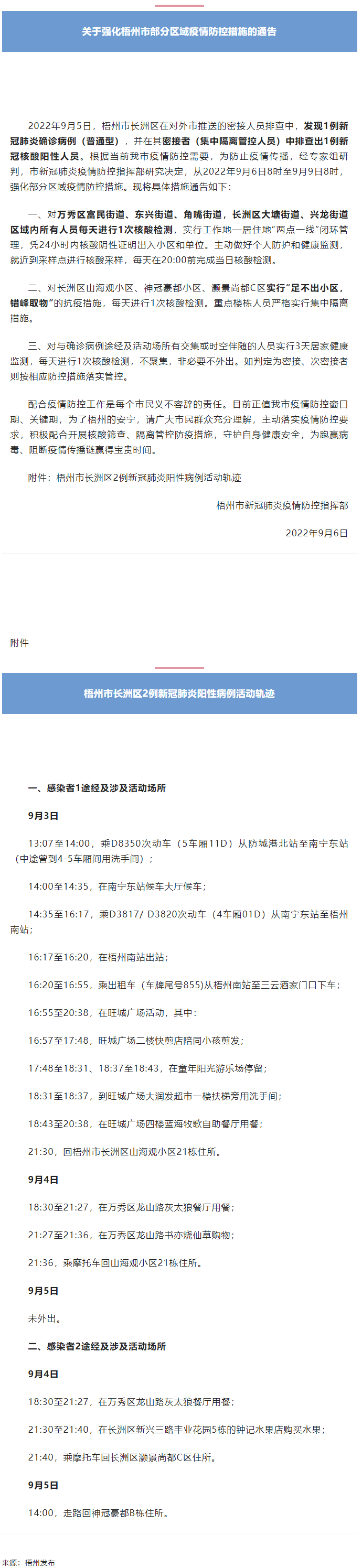 關(guān)于強(qiáng)化梧州市部分區(qū)域疫情防控措施的通告丨附2例新冠肺炎陽(yáng)性病例活動(dòng)軌跡.png